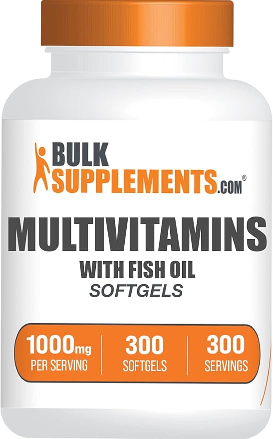 BulkSupplements.com Multivitamin Softgels - Daily Multivitamin, Multimineral Supplement, Multivitamin for Adults wit Fish Oil - Gluten Free, 1 Softgel per Serving, 300 Count (Pack of 1)