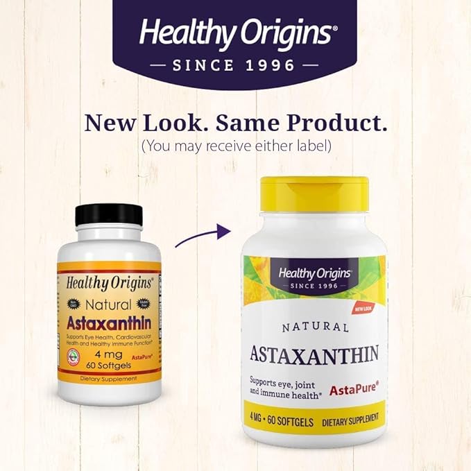 Healthy Origins Astaxanthin (AstaPure) 4 mg, 60 Softgels