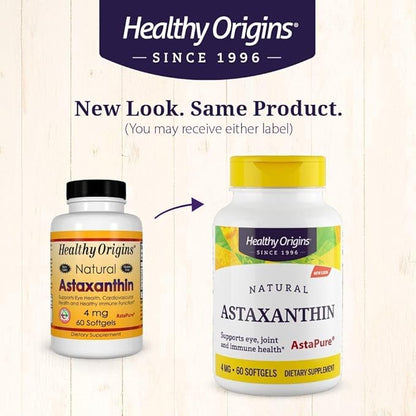 Healthy Origins Astaxanthin (AstaPure) 4 mg, 60 Softgels