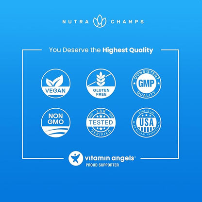 NutraChamps Magnesium Zinc & Vitamin D3 Supplement - Most Bioavailable Forms; Magnesium Glycinate, Malate, Citrate - Bone, Muscle & Heart Health, Immune Support - 120 Vegan Capsules