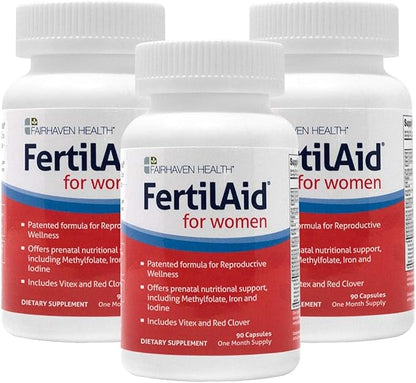 FertilAid for Women, Fertility Supplement for Women & Natural Fertility Vitamin with Vitex, Support Female Cycle Regularity & Ovulation, Comprehensive Prenatal Multivitamin with Folate, 3 Month Supply