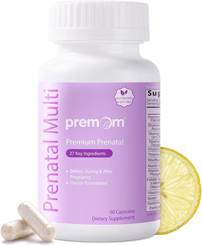 Premom Prenatal Vitamins for Women - Conception for Her Multivitamin: 27 Nutrients, Includes Methyl Folate + Choline + Iron, Traceable Ingredients, Fertility Supplements for Women, Vegan, Non-GMOs