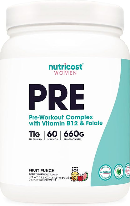Nutricost Pre-Workout Powder for Women, Fruit Punch, 60 Servings