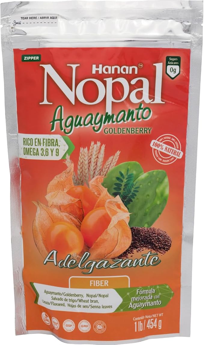 Nopal Mix with GOLDENBERRY (Aguaymanto) | 100% Natural High Fiber Blend | 1lb (454g) | Detox, Improved Digestion and Increased Energy