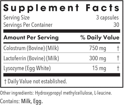 Allergy Research Group Laktoferrin with Colostrum Supplement - Lactoferrin, Bovine Colostrum, Immunoglobulin, Lysozyme, IgG, IGA, IgM, Vegetable Capsules - 90 Count