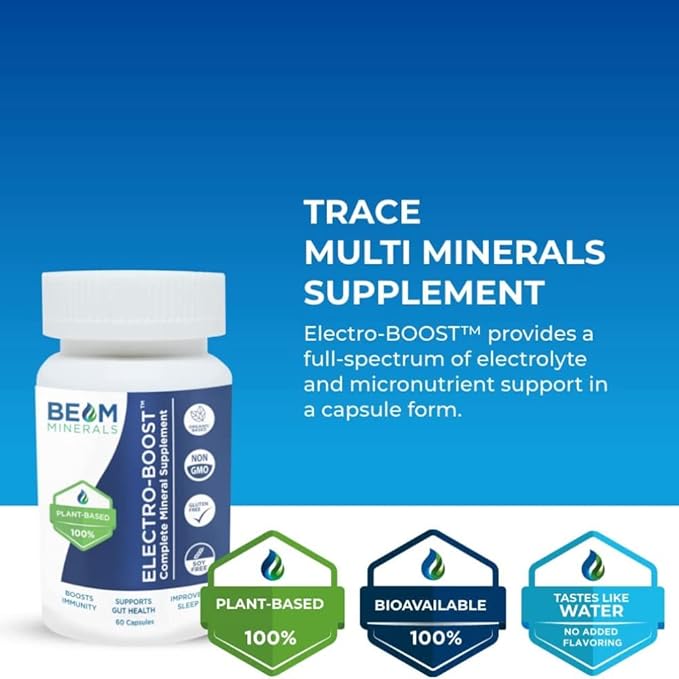 Complete Multi-Mineral Capsules - Electro-Boost Plant-Based Electrolytes and Micronutrients Capsules for Men and Women | Help to Boost Immunity, Support Gut Health and Improve Sleep | 60 Capsules