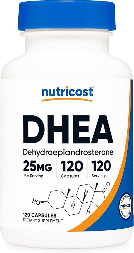 Nutricost DHEA 25mg, 120 Capsules - Gluten Free, Soy Free, Non-GMO, Supplement