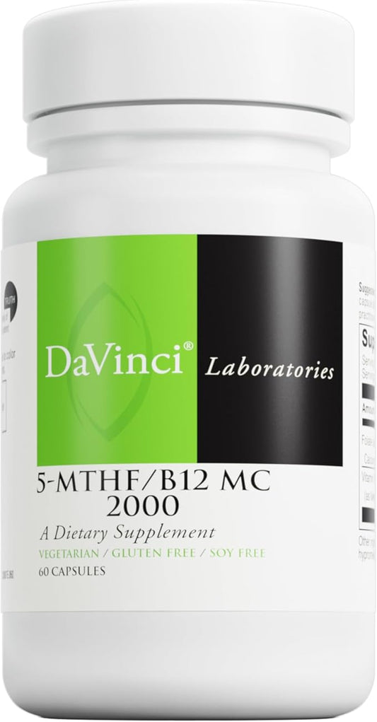 DAVINCI Labs 5-MTHF/B12 MC 2000 - Active Forms of Vitamin B12 & Vitamin B9 (Folate) Supplement - Helps with Pregnancy Support, Heart Health, Brain Health & More* - 60 Capsules