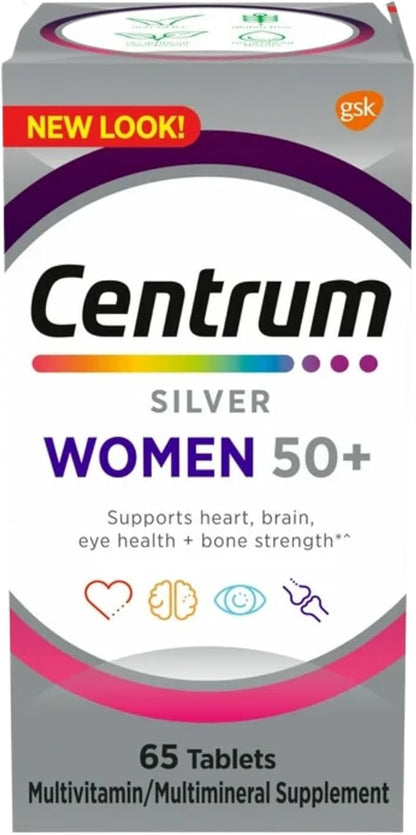 Centrum Silver Womens Multivitamin for Women 50 Plus, Multivitamin Supplement with Vitamin D3, B Vitamins, 65 Tablets (Pack of 1)