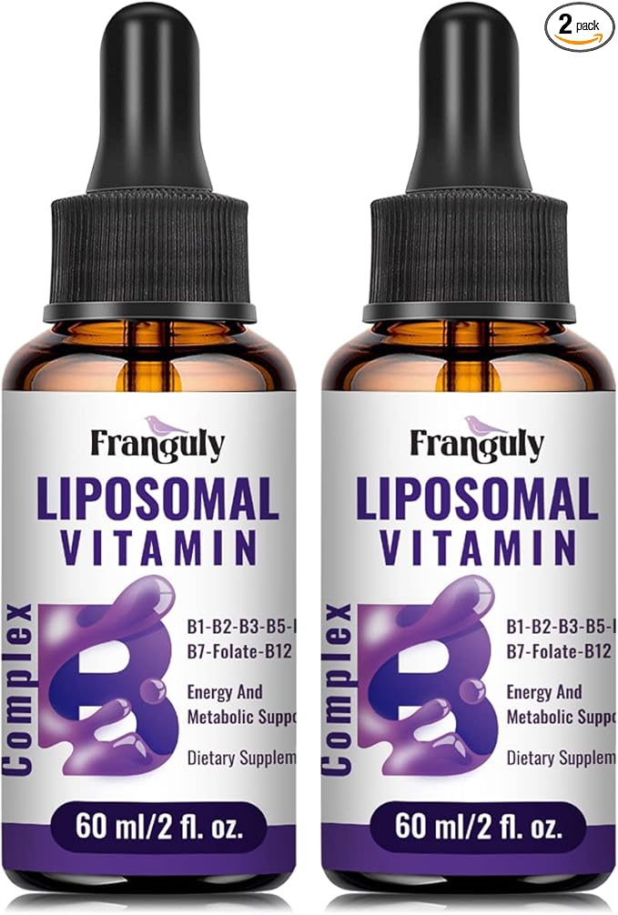 Liposomal Vitamin B Complex Liquid Sublingual B Complex Vitamins Supplement for Women Men Improved Absorption Methylated B12,B1, B2, B3, B5, B6,Folate,Biotin for Energy And Immune Support-4.0 oz