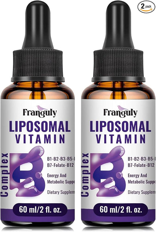 Liposomal Vitamin B Complex Liquid Sublingual B Complex Vitamins Supplement for Women Men Improved Absorption Methylated B12,B1, B2, B3, B5, B6,Folate,Biotin for Energy And Immune Support-4.0 oz