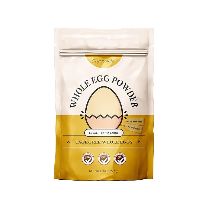 Orgnisulmte Whole Egg Powder, Fresh Pasteurized Egg Powder, All Natural, No Additives, Gluten Free Excellent for Baking Made in USA 8 Oz