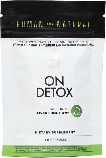 On Detox | Vegan Capsules with Vitamin D, Omega-3, Chia Oil, Turmeric & Cardamom Oils | Supports Body Cleansing & Wellness | 60 Count