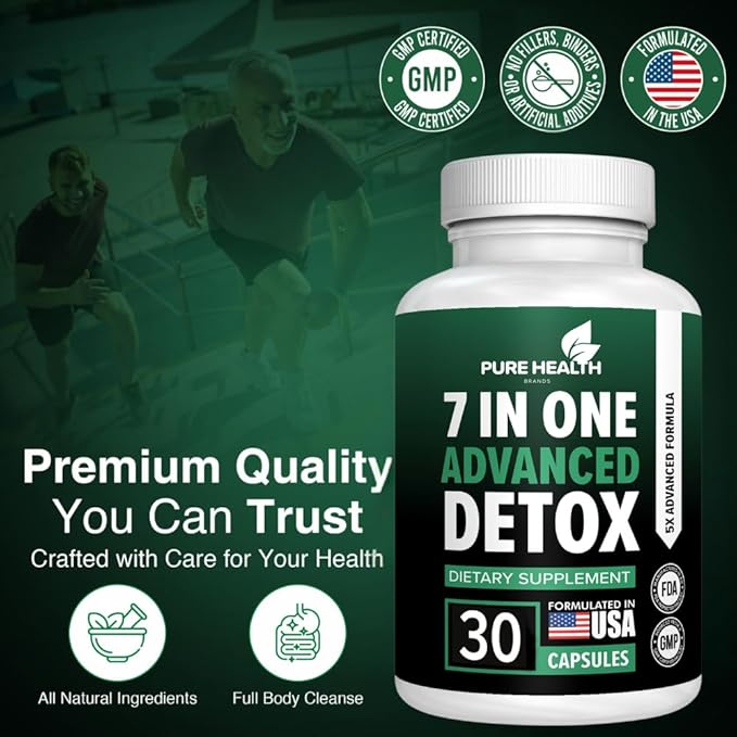 Extra Strength Fast Acting 7-in-ONE Advanced Formula - Full Body Cleanse - Detox & Liver Cleanse - Detox & Liver Repair, All Natural Toxins Remover, Healthy Cleansing Support for Liver (30 Capsule)