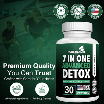 Extra Strength Fast Acting 7-in-ONE Advanced Formula - Full Body Cleanse - Detox & Liver Cleanse - Detox & Liver Repair, All Natural Toxins Remover, Healthy Cleansing Support for Liver (30 Capsule)