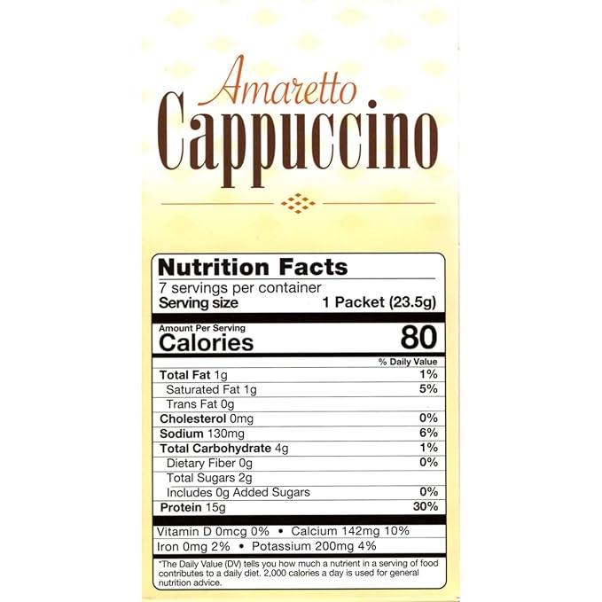 HealthyWise - High Protein Cappuccino Drink, 15g Protein, Low Calories, Low Carb, Low Sugar, 7 Servings Per Box (Amaretto Cappuccino)