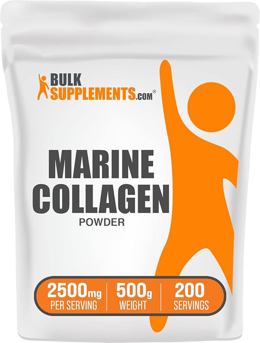 BulkSupplements.com Marine Collagen Powder - Collagen Supplement, Hydrolyzed Collagen Powder, Marine Collagen Peptides Powder - Gluten Free, 2500mg per Serving, 500g (1.1 lbs) (Pack of 1)