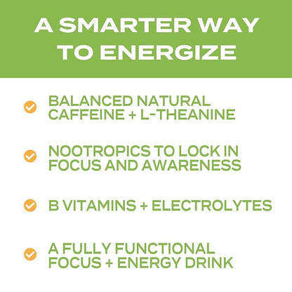 Forgge Focus Energy Drink Powder - Lion’s Mane, Alpha-GPC, L-Theanine and Nootropics for Focus - Vitamins + Electrolytes - Natural Caffeine, Sugar Free (Sour Burst)
