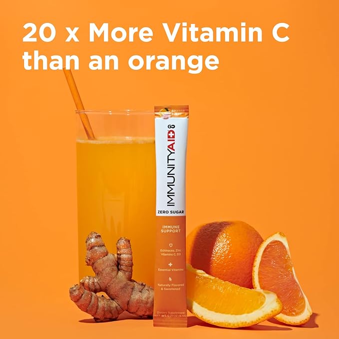 Immunity AID GO! Zero Sugar Immunity + Hydration Packet, Vitamin C, Echinacea, Zinc, Astragalus Root, Vegan & Gluten-Free, Naturally Sweetened, No Caffeine, 30 Count (Pack of 1)