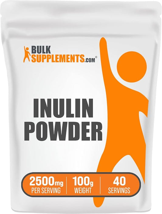 BulkSupplements.com Inulin Powder - Inulin Supplement, Soluble Fiber Powder - Vegan & Gluten Free, Inulin Fiber - 2500mg per Serving, 100g (3.5 oz) (Pack of 1)