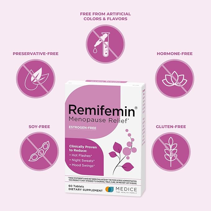 Menopause Symptoms Relief - Clinically Proven Ingredients - Menopause Supplements - Black Cohosh - Estrogen-Free - Made in Germany - 60 Tablets