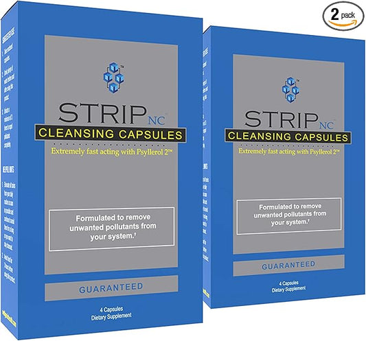 Wellgenix Strip NC Herbal Cleanse Detox Capsules - Extra Strength Cleansing - One Day Quick Flush - 4 Capsules (2 Pack)