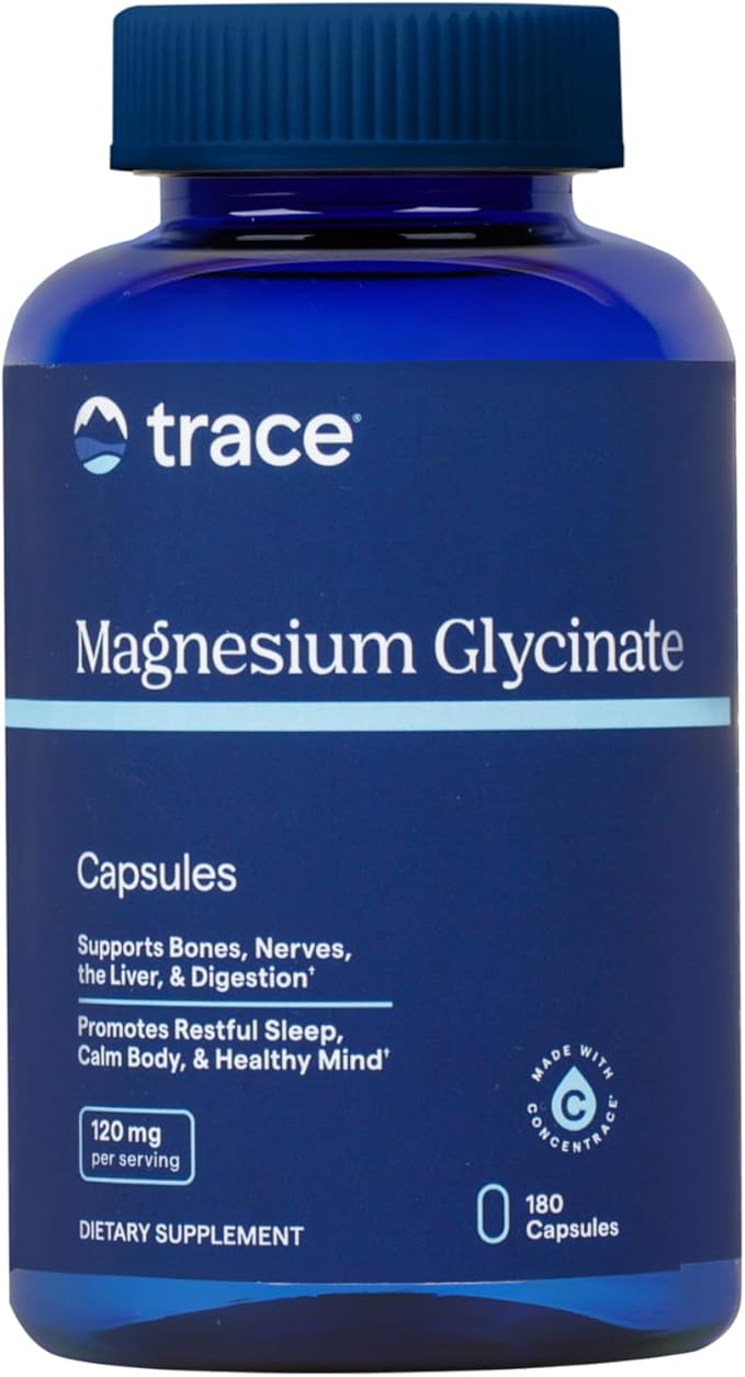 Trace Minerals Magnesium Glycinate 120mg - Bone Strength & Muscle Support - Magnesium Supplement to Aid Healthy Sleep Patterns & Relaxation - Support Nerve Function - 180 Capsules (180 Servings)