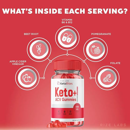 Keto Bites ACV Gummies, All Natural Keto ACV Gummies for Advanced Weight Loss, KetoBites Gummy, Apple Cider Vinegar Supplement, Official Keto + ACV Reviews (60 Gummies)