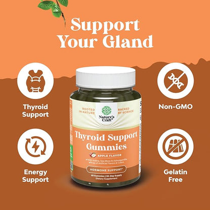 Vegan Thyroid Gummies with Sea Moss - Thyroid Support Gummies for Comprehensive Thyroid Support for Men and Women with Iodine Selenium and Other Potent Vitamins - Gelatin-Free Non-GMO - 60 Gummies