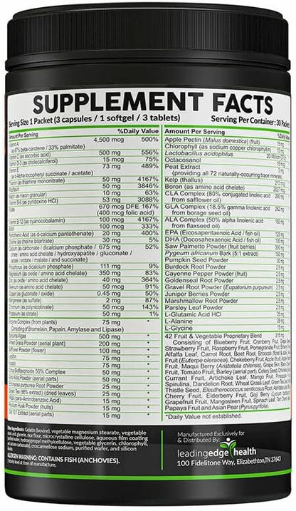 Leading Edge Health Men's Daily Pack Maximum Strength Multivitamins & Multimineral Complex - Completely Premium Quality Vitamins & Minerals for Men