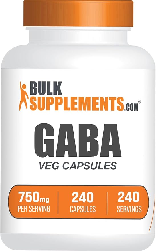 BulkSupplements.com Gamma Aminobutyric Acid Capsules - GABA Supplement, GABA Capsules, GABA 750mg - Vegan & Gluten Free, 1 Capsule per Serving, 240 Veg Capsules (Pack of 1)