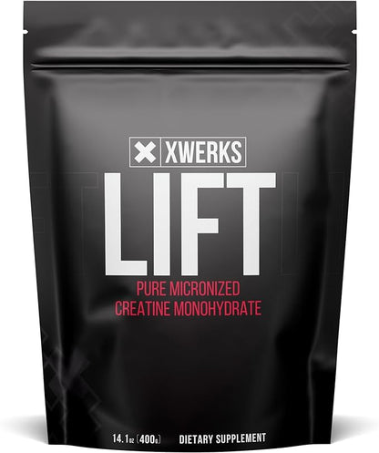 Lift Micronized Creatine Monohydrate Powder, Unflavored, 80 Servings - 100% Pure Natural 5000mg Formula Creatines - Highly Soluble Mass Gainer Bulk Supplement - Pre Workout for Muscle Growth & Repair