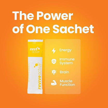 Zest Active | 25 Active Ingredients in One Daily Sachet | 30 Day Supply | Supports Energy, Immune System, Brain & Muscle Function