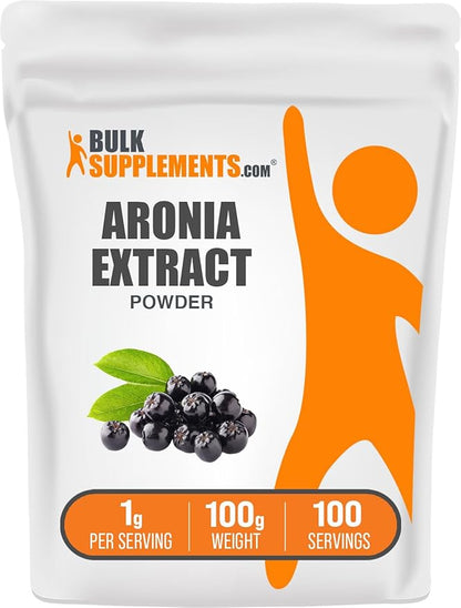 BulkSupplements.com Aronia Extract Powder - Aronia Berry Extract, Chokeberry Supplement, Sourced from Aronia Berry - Gluten Free, 1000mg per Serving, 100g (3.5 oz) (Pack of 1)