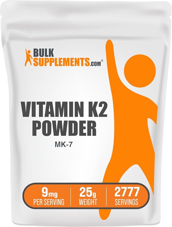 BulkSupplements.com Vitamin K2 Powder - Vitamin K2 MK-7, as Menaquinone Powder - K2 Vitamin Supplement for Wellness, Gluten Free, 9mg per Serving, 25g (0.88 oz) (Pack of 1)