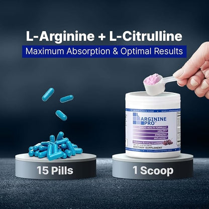 L-ARGININE PRO | L-arginine Supplement Drink Mix Powder | 5,500mg of L-arginine Plus 1,100mg L-Citrulline (Grape Berry, 1 Jar)