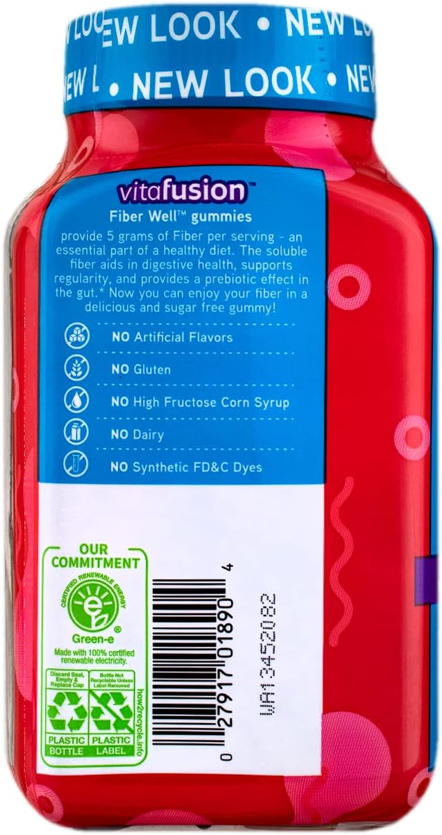 VitaFusion, Fiber Well Gummies, Fiber Supplement, Assorted Flavors - 90 gummies, Pack of 3