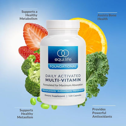 Equilife - Daily Activated Multi-Vitamin, 21 Essential Vitamins & Minerals, Antioxidant-Rich Formula, Supports Immunity, May Help Boost Energy & Improve Mood, Supports Overall Health (30 Servings)