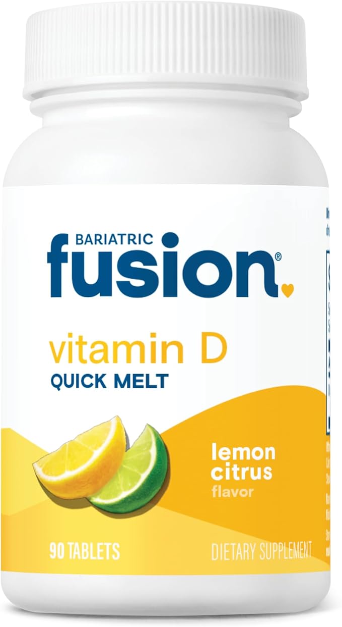 Bariatric Fusion Dissolvable Vitamin D3 5000 IU Quick Melt | Lemon Citrus Flavored Chewable Vitamin D Supplement | Healthy Bone Support* | Gluten, Dairy, and Soy Free | 90 Fast Melting Tablets