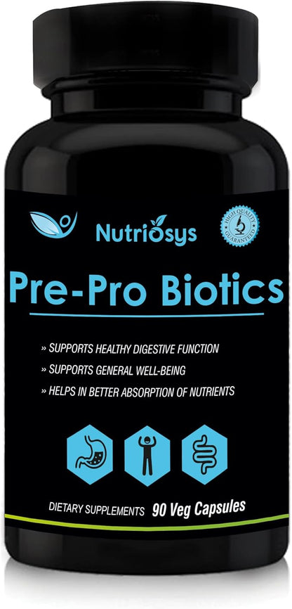 Pre-Pro Biotics 90 Veggie Capsules, Dietary Supplement for Healthy System, Vitamin Capsules for Men, Women and Adults, Multivitamins Capsules, Vitamin Supplements.