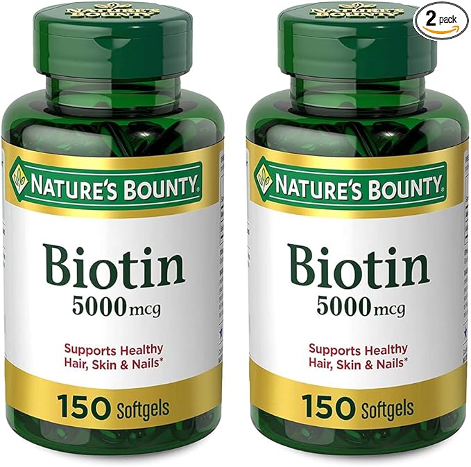 Nature's Bounty Biotin Softgels, 5000 mcg 150 ea (Pack of 2)