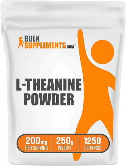 BulkSupplements.com L-Theanine Powder - L-Theanine Supplement, L-Theanine 200mg - Amino Amino Supplement, Pure & Gluten Free, 200mg per Serving, 250g (8.8 oz) (Pack of 1)