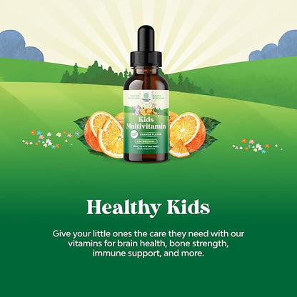 Liquid Multivitamin for Kids Immunity Support - Yummy Toddler Multivitamin Supplement with a C D3 E B6 and D3 Liquid Vitamins for Kids of All Ages - High Absorption Kids Liquid Multivitamin