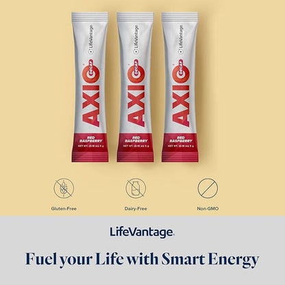 AXIO Regular Energy Drink Powder, Red Raspberry, 30 Packets, Instant Energy Powder, Energy Supplement in a Drink Mix, w/B Vitamins, DMAE, L-Theanine, Quercetin, Green Tea & Pine Bark Extract