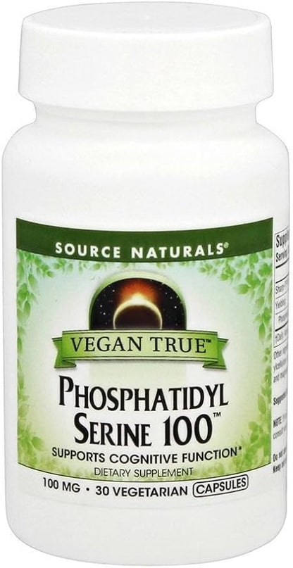 Source Naturals Vegan True Phosphatidyl Serine 100, Supports Cognitive Function*, 100 mg - 30 Vegetarian Capsules