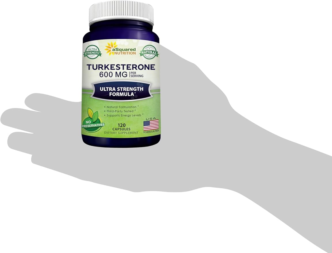aSquared Nutrition Turkesterone Supplement 600mg - 120 Capsules - Ajuga Turkestanica Extract Powder - Turkesterone Supplement Complex Pills - Natural Formulation