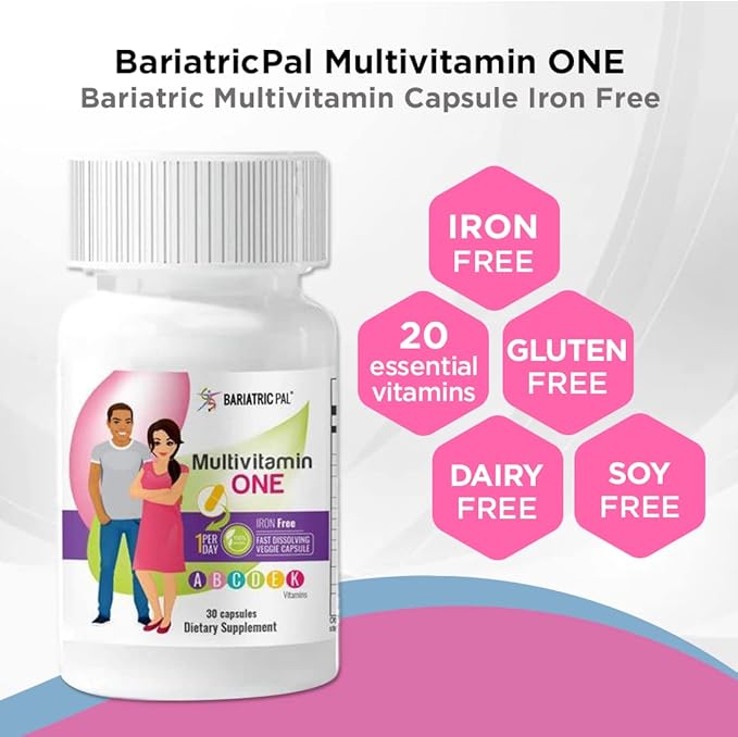 BariatricPal Multivitamin ONE 1 per Day! Bariatric Multivitamin Capsule - Iron Free (30 Count)