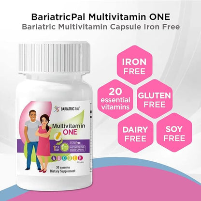 BariatricPal Multivitamin ONE 1 per Day! Bariatric Multivitamin Capsule - Iron Free (30 Count)