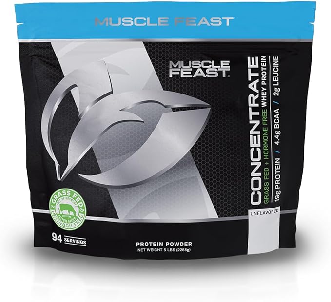 Muscle Feast Grass-Fed Whey Protein Concentrate Powder, All Natural Hormone Free Pasture Raised, Unflavored, 5lb