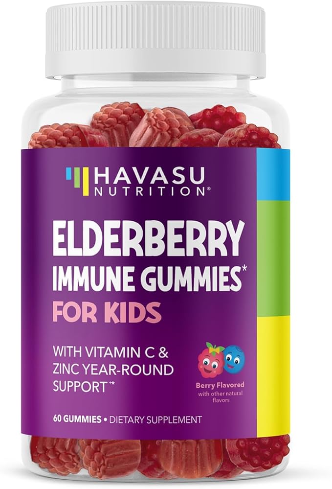 Elderberry Gummies for Kids with Zinc and Vitamin C - Potent, Herbal Immune Support for Kids with Antioxidants to Support Immune Defense - 60 Vegan Elderberry Vitamin C and Zinc Kids Immune Gummies